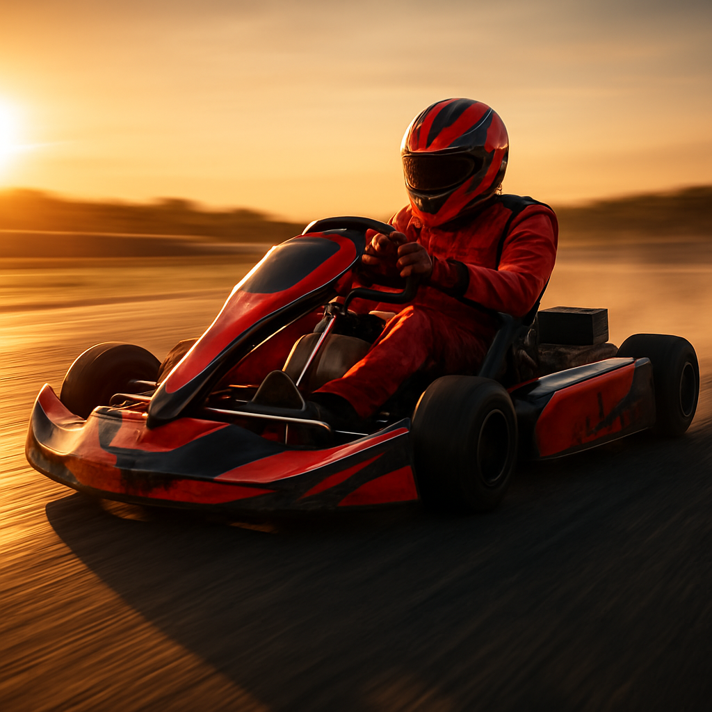 Kart en pista a alta velocidad